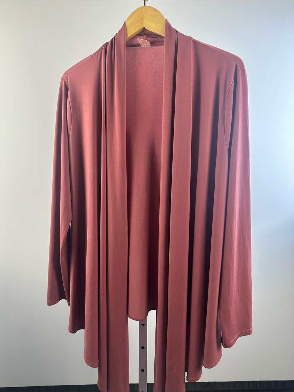 Jockey Dusty Rose Open Front Drape Cardigan Medium Long Waterfall Stretch